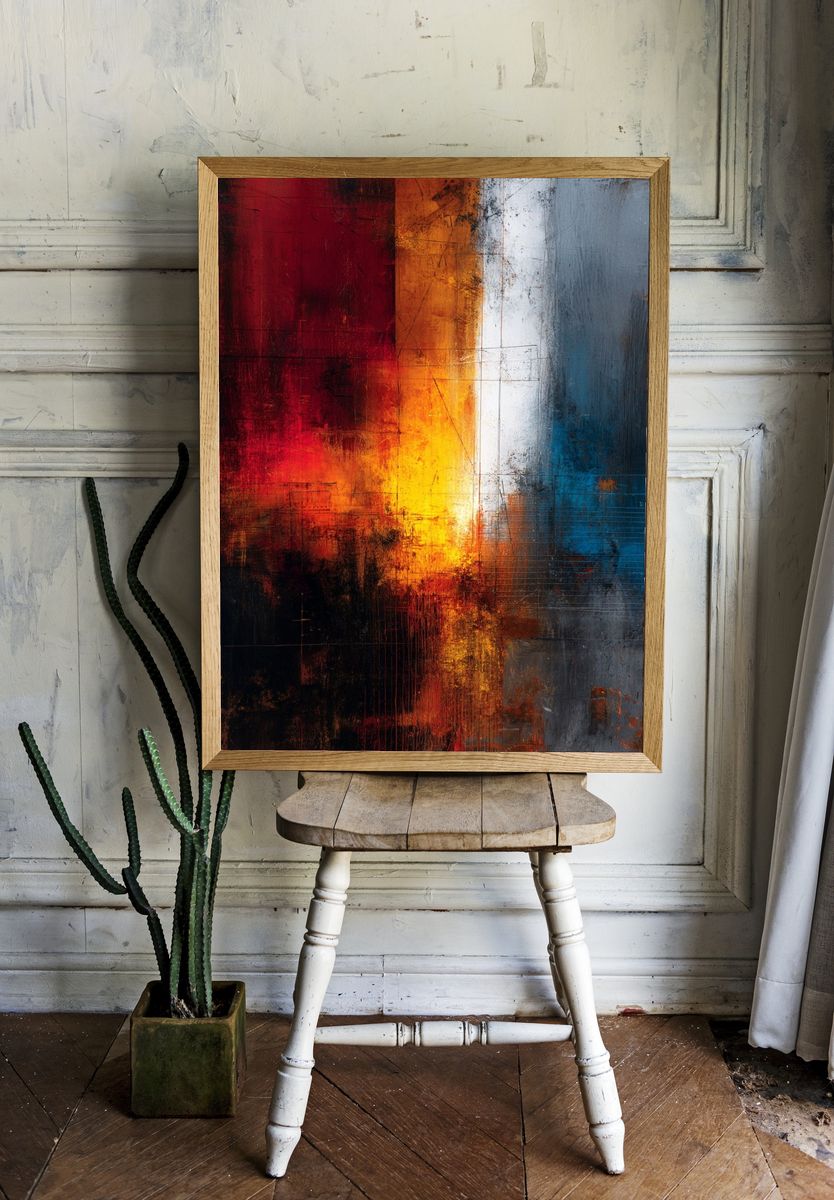 Ember Horizon Abstract Poster. — room view 1