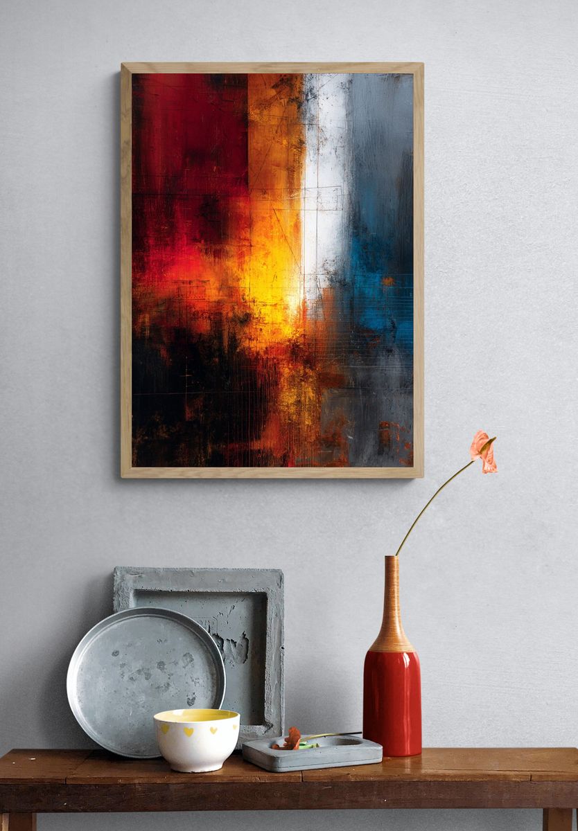 Ember Horizon Abstract Poster. — room view 3