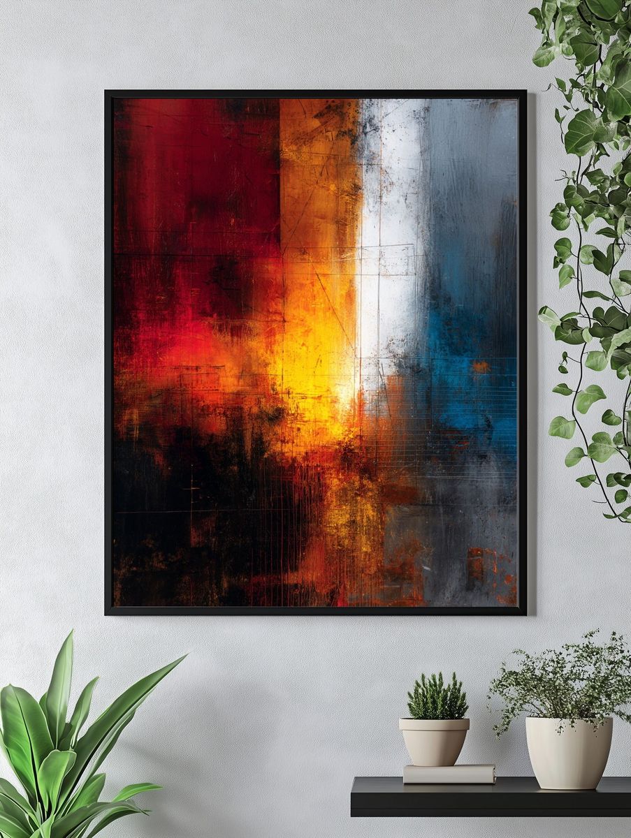 Ember Horizon Abstract Poster. — room view 4