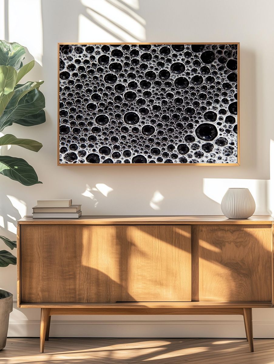 Monochrome Bubble Texture Poster. — room view 3