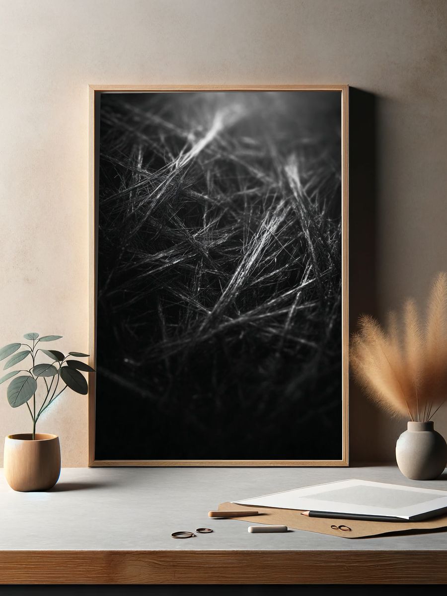 Abstract Scribbles — Black-White Print. — room view 2