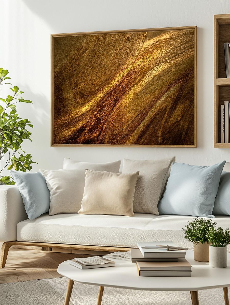 Dark gold paint textured background. — room view 2