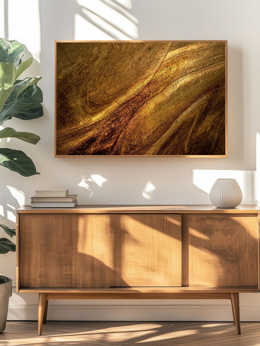 Dark gold paint textured background. — room view 3