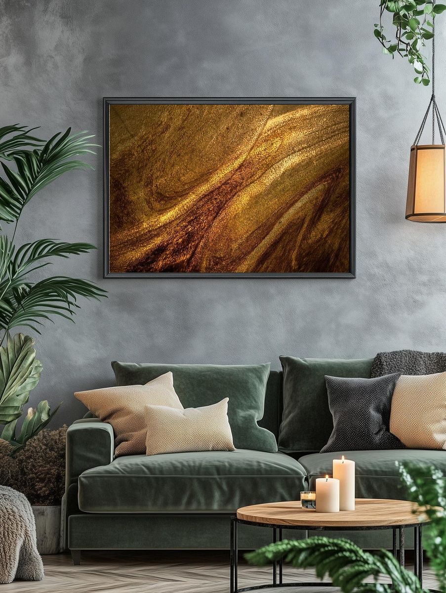Dark gold paint textured background. — room view 4