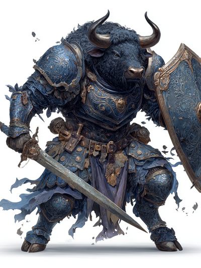Armored Bull Warrior — Fantasy Art Print. poster print