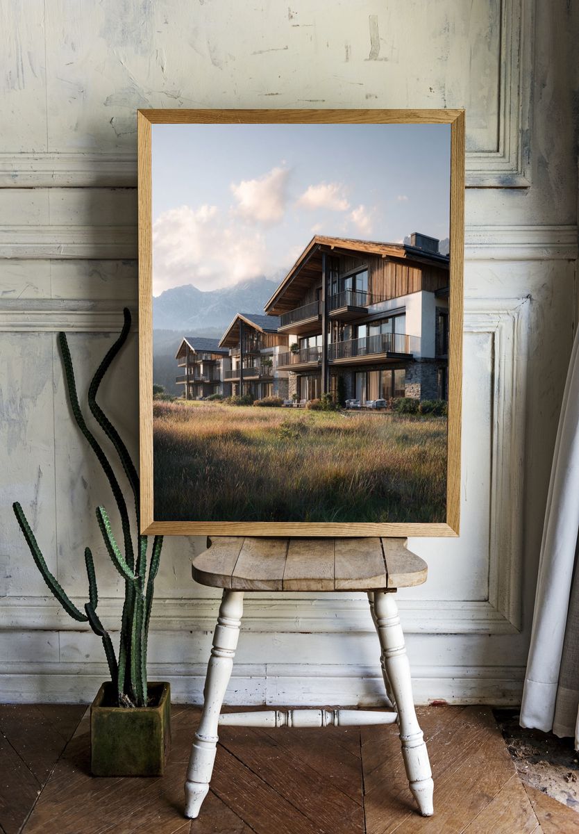 Alpine Chalet Architecture Poster. room preview