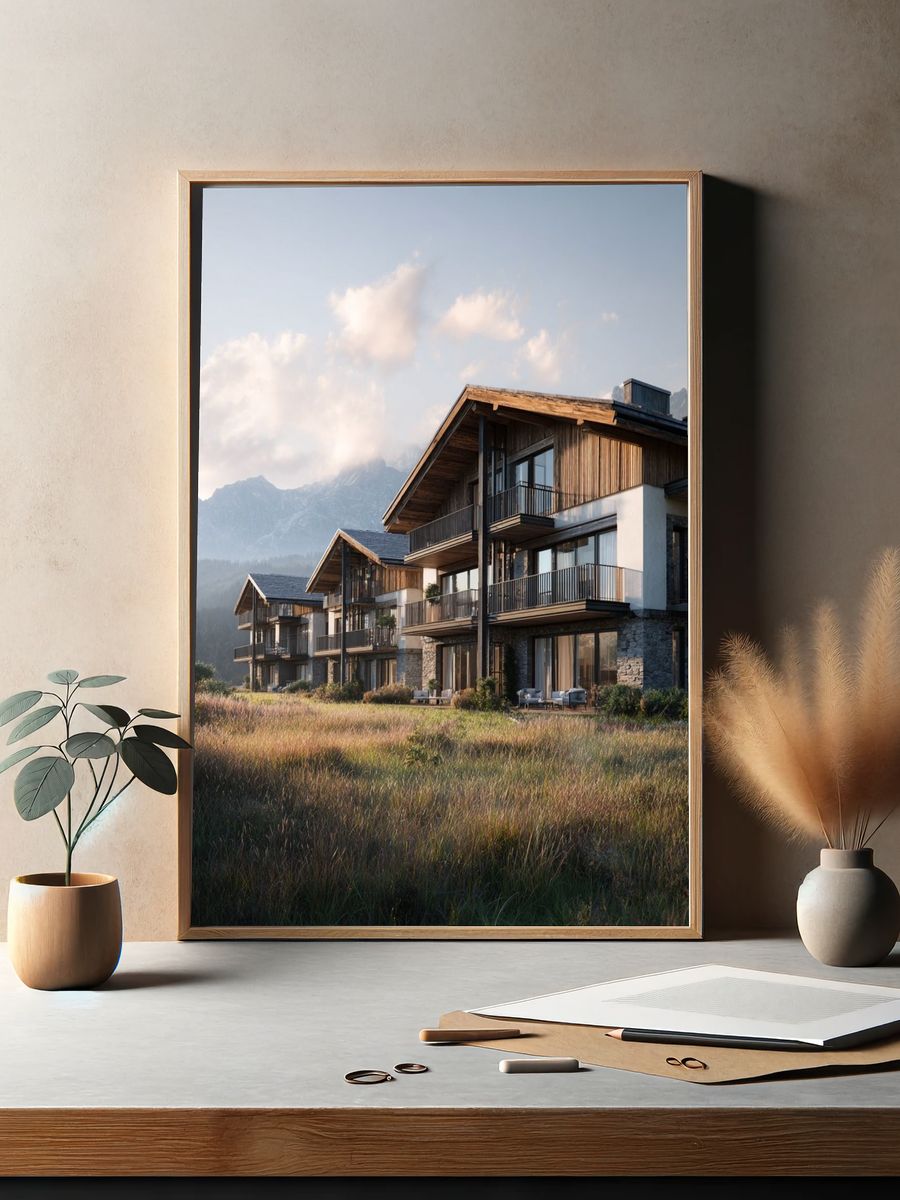 Alpine Chalet Architecture Poster. — room view 2