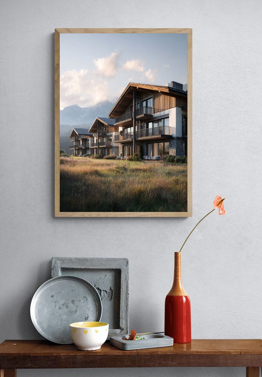 Alpine Chalet Architecture Poster. — room view 3