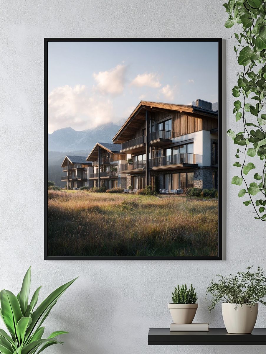 Alpine Chalet Architecture Poster. — room view 4