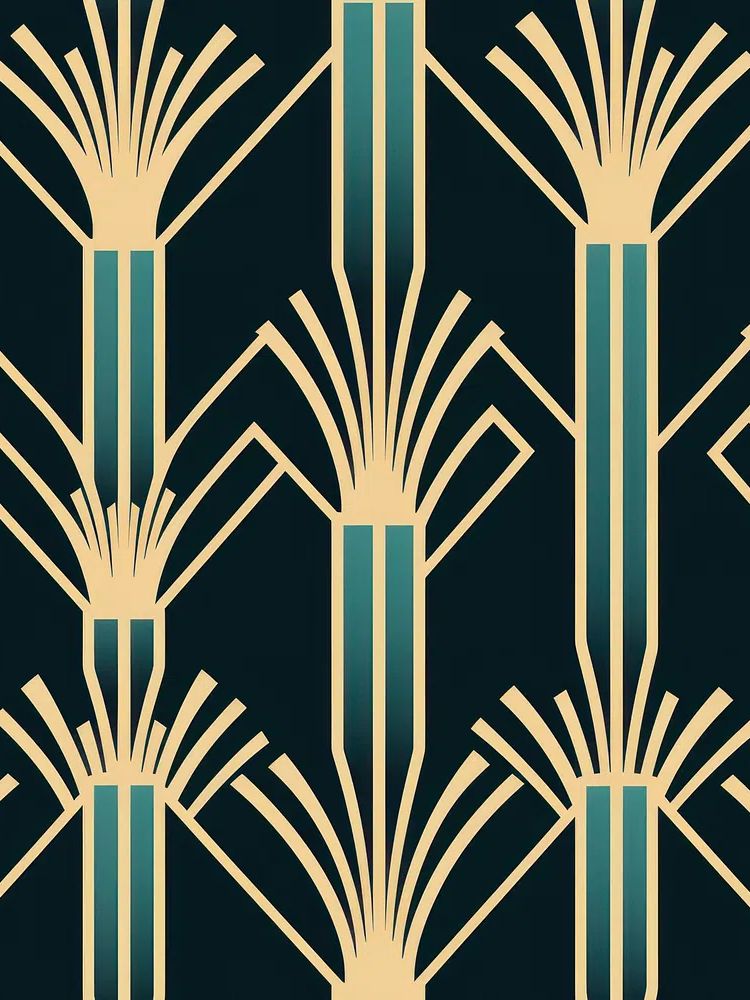 Art Deco Gold Fans Geometric Poster. poster — vintage art