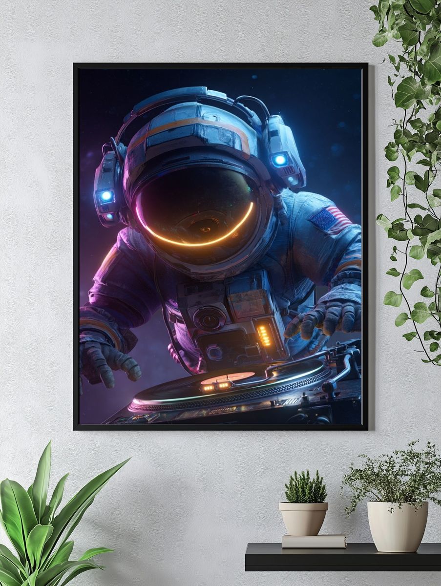 Astronaut DJ — Digital Art Print. — room view 4