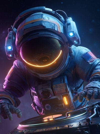 Astronaut DJ — Digital Art Print. poster print