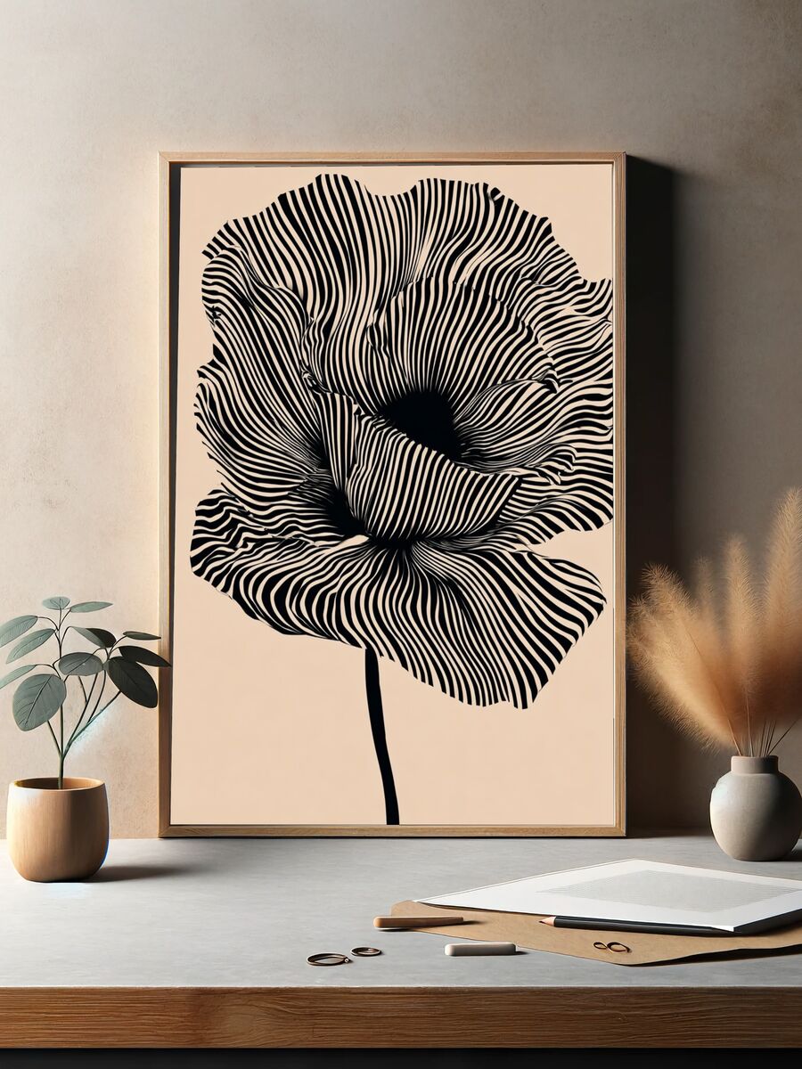 Abstract Floral Lines Poster. — room view 2