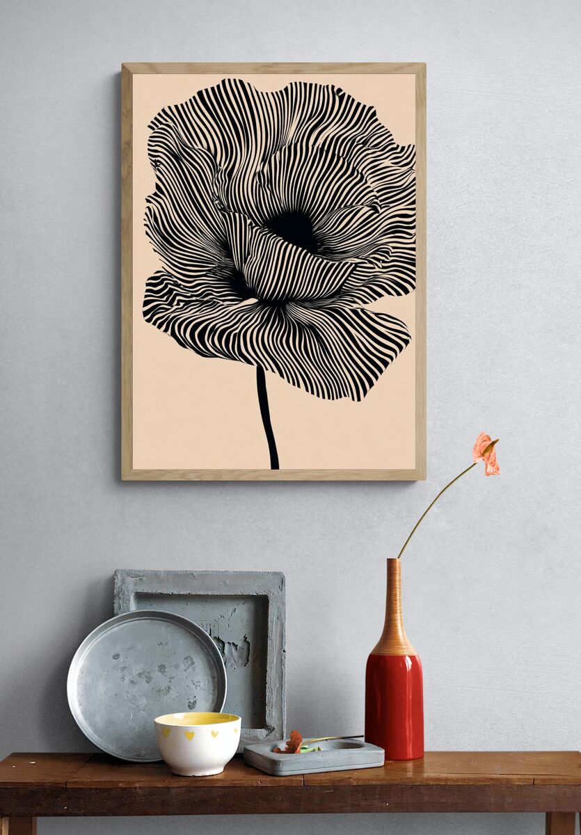 Abstract Floral Lines Poster. — room view 3