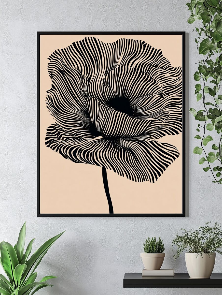 Abstract Floral Lines Poster. — room view 4