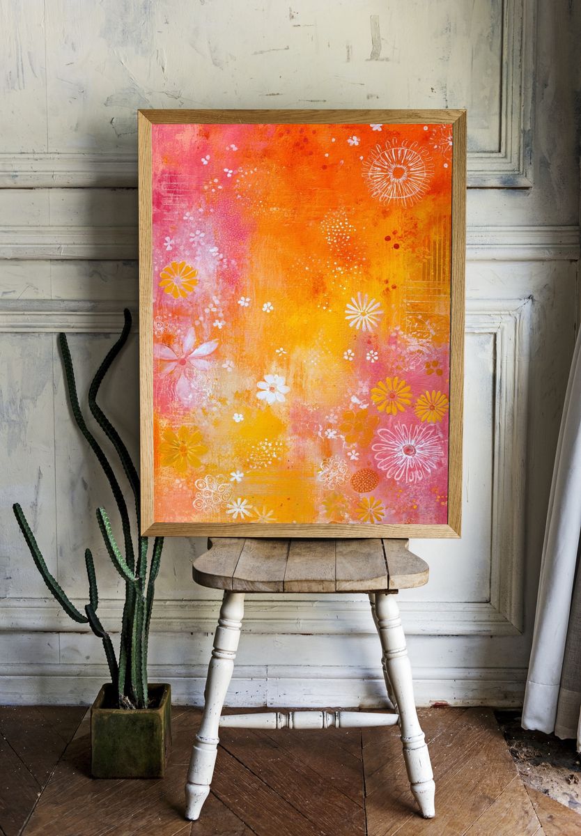 Sunlit Floral Abstract Poster. — room view 1