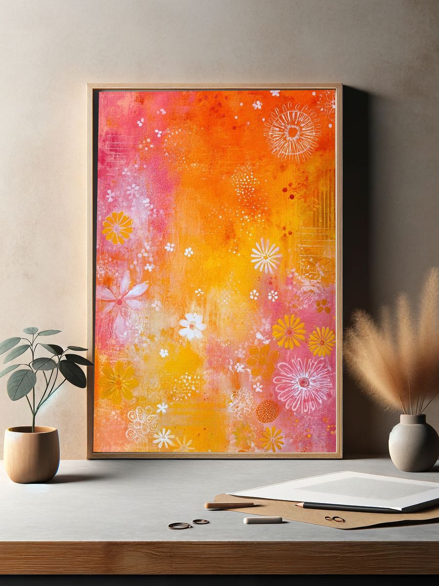 Sunlit Floral Abstract Poster. — room view 2