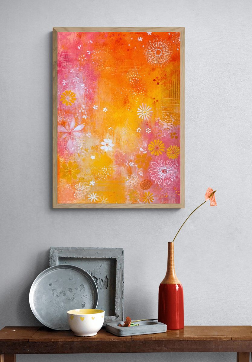 Sunlit Floral Abstract Poster. — room view 3