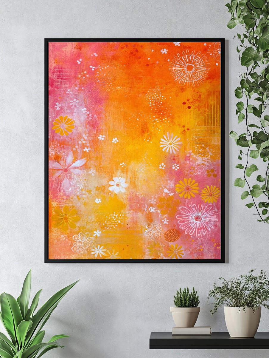 Sunlit Floral Abstract Poster. — room view 4