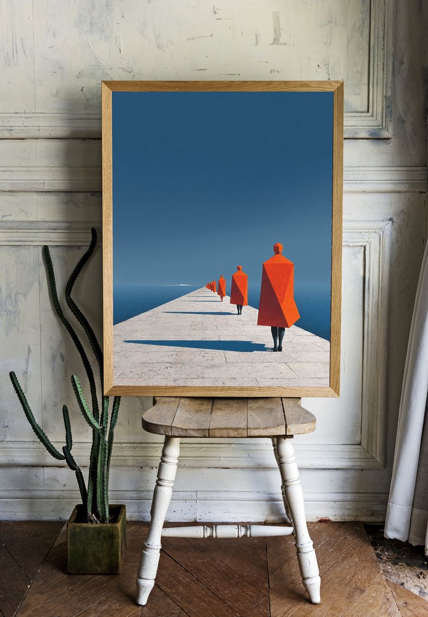 Abstract Figures on a Pier — Fine Art Print. — room view 1
