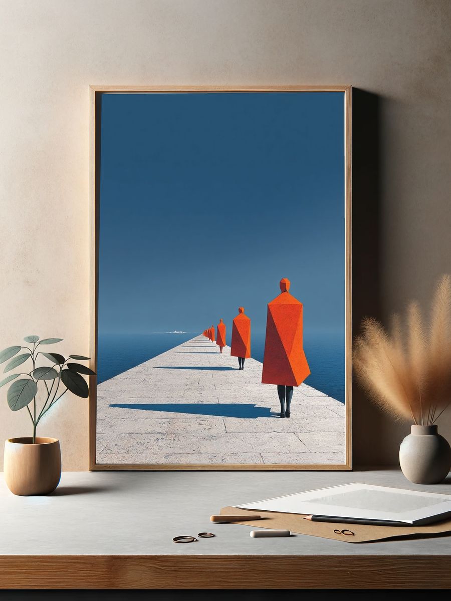Abstract Figures on a Pier — Fine Art Print. — room view 2