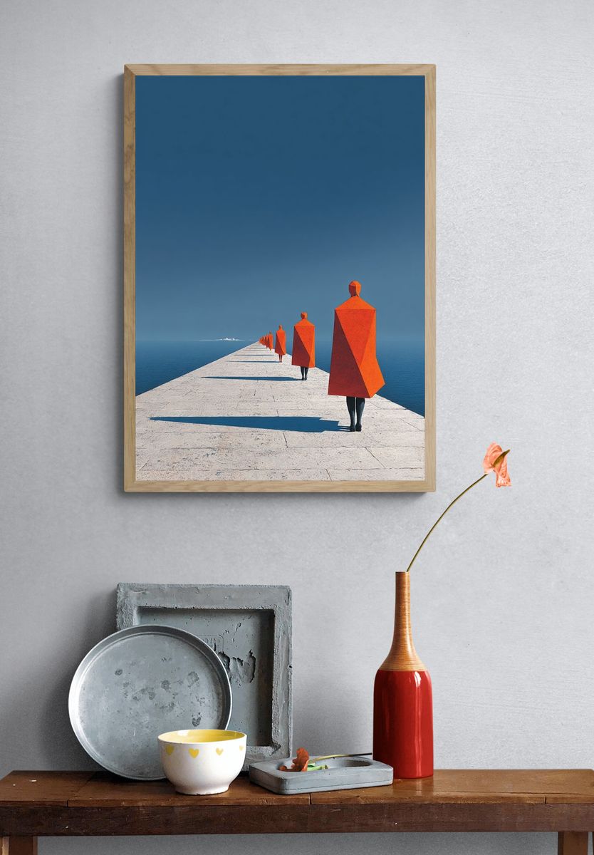 Abstract Figures on a Pier — Fine Art Print. — room view 3