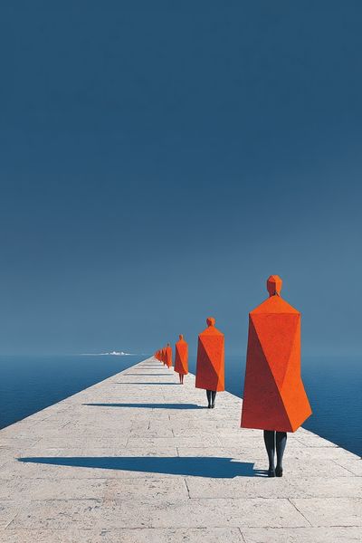 Abstract Figures on a Pier — Fine Art Print. poster