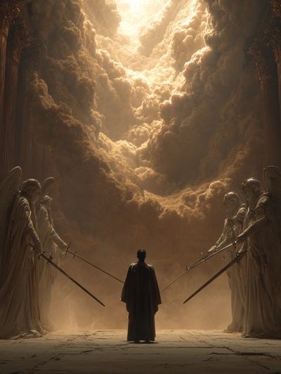 Angelic Guardians — Surreal Art Print. poster