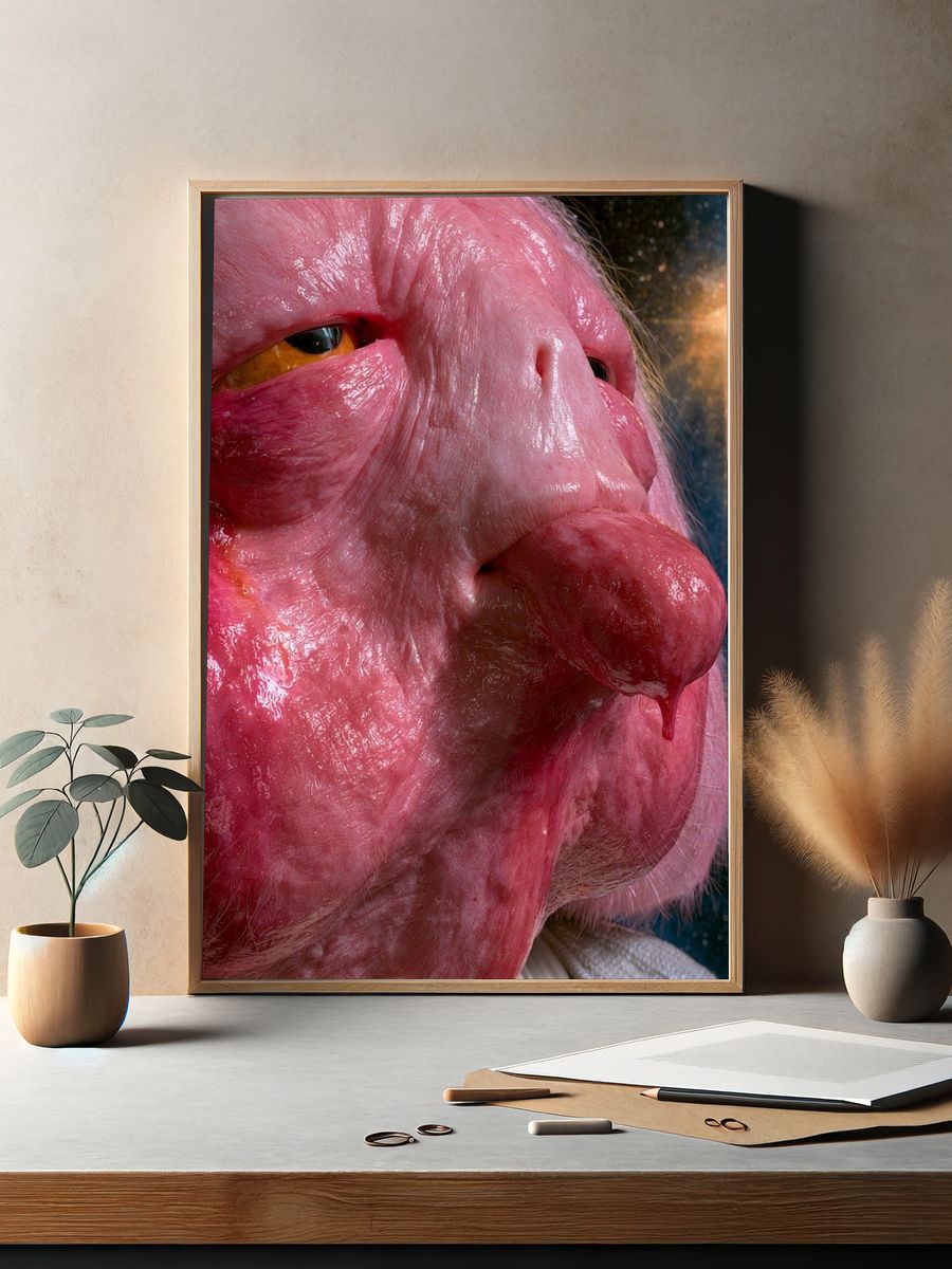 Pink Alien Portrait Print. — room view 2