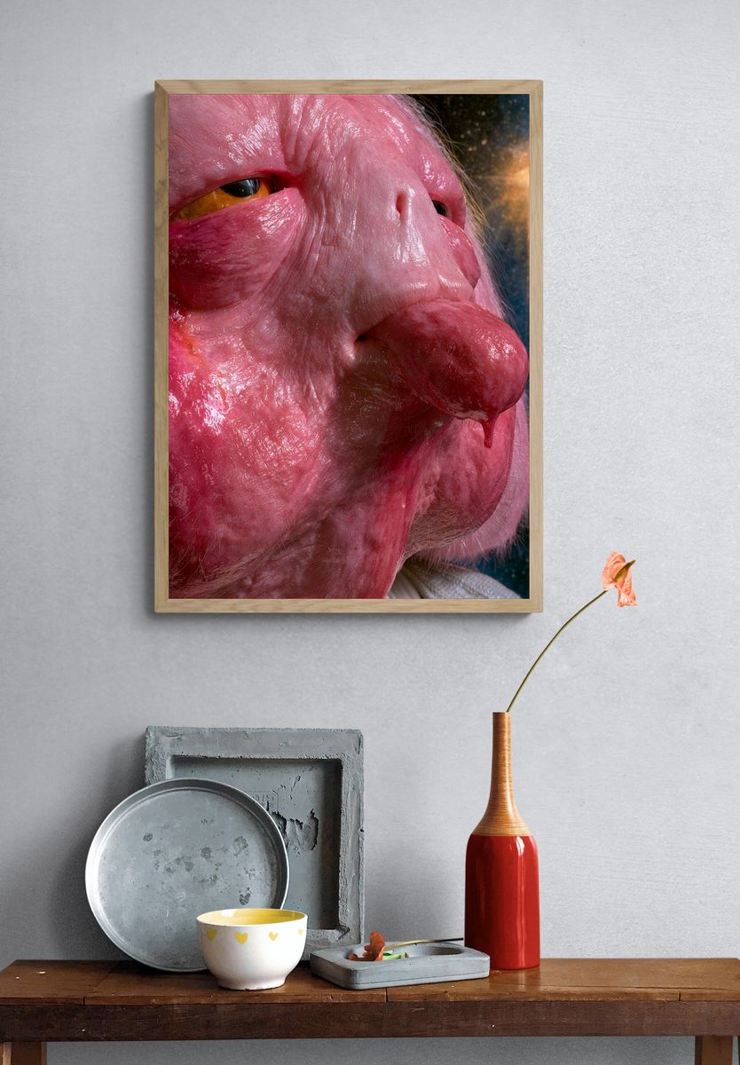 Pink Alien Portrait Print. — room view 3