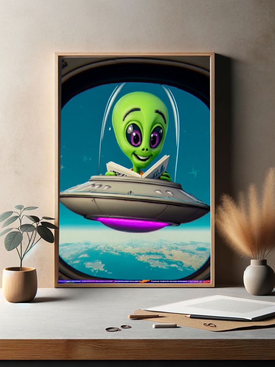 Cute Alien UFO Poster. — room view 2