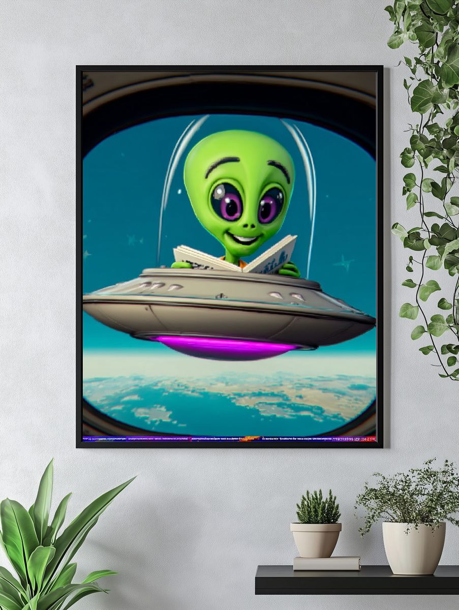 Cute Alien UFO Poster. — room view 4