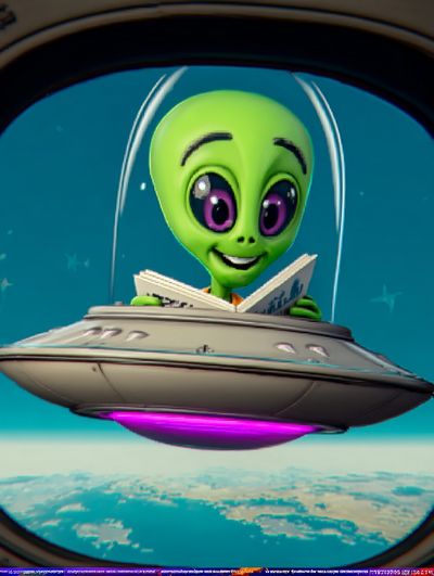 Cute Alien UFO Poster. poster print