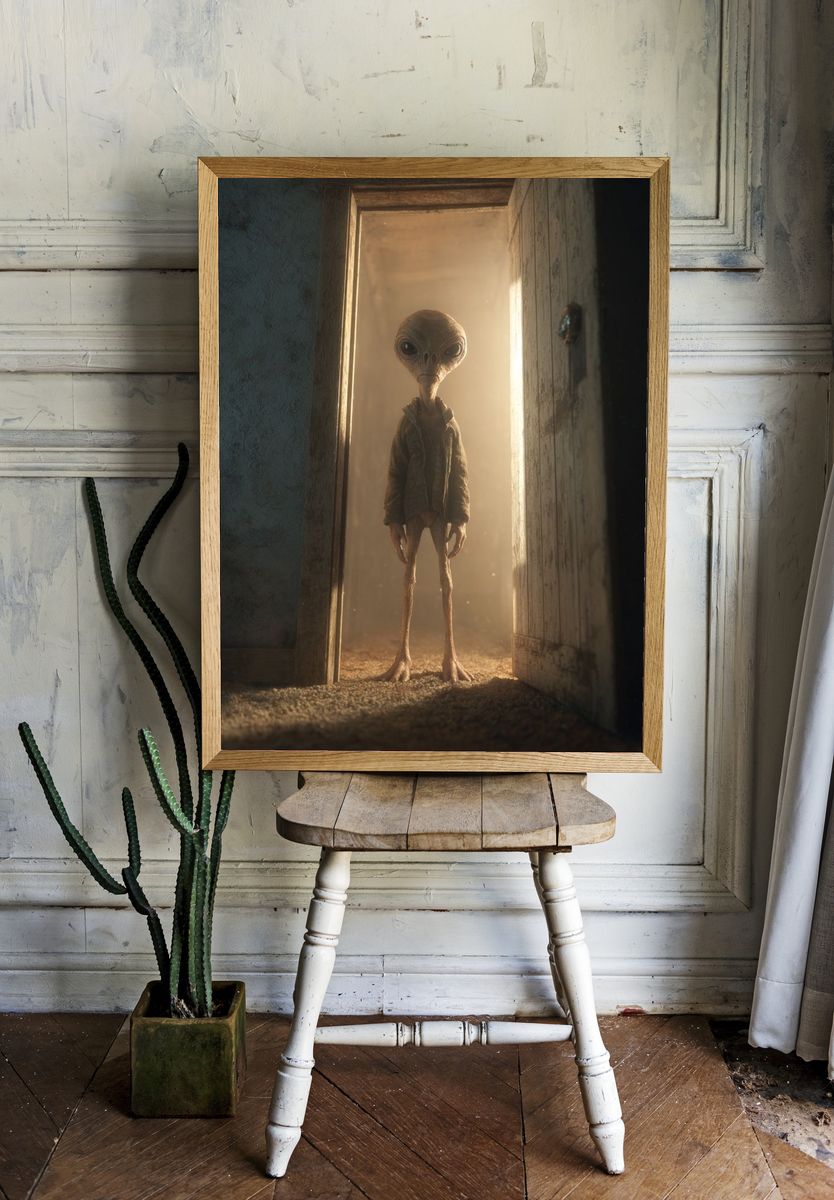 Alien Visitor Surrealism Poster. — room view 1