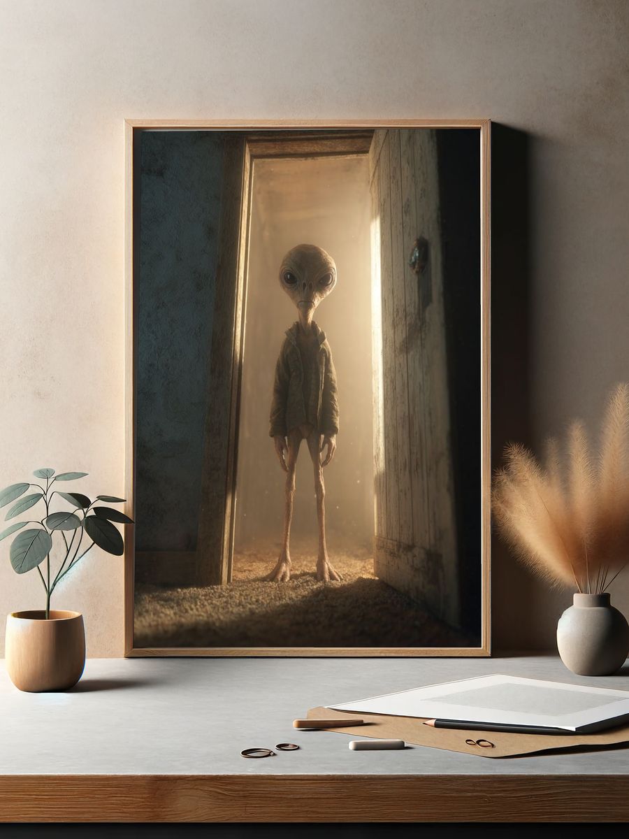 Alien Visitor Surrealism Poster. — room view 2