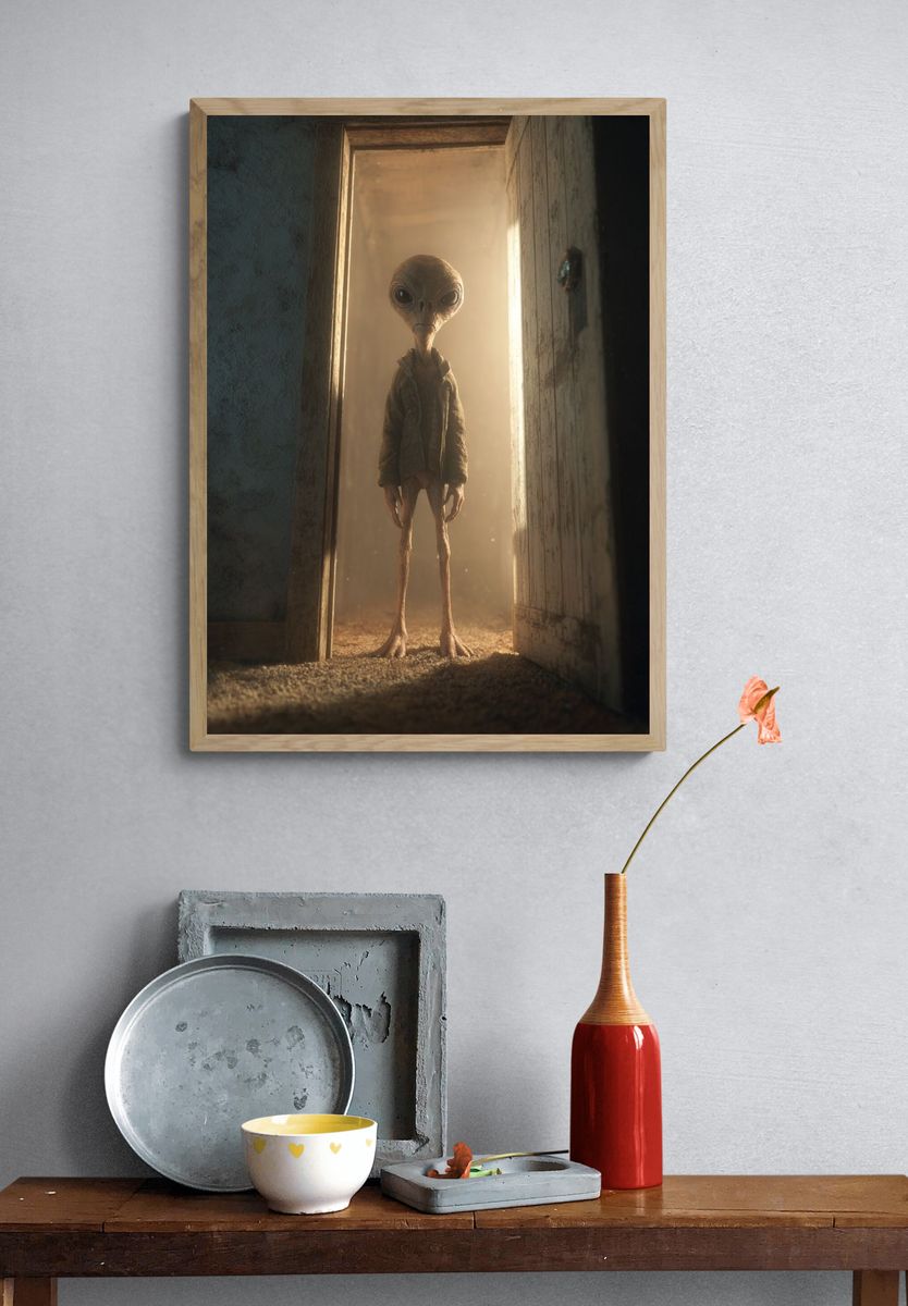 Alien Visitor Surrealism Poster. — room view 3
