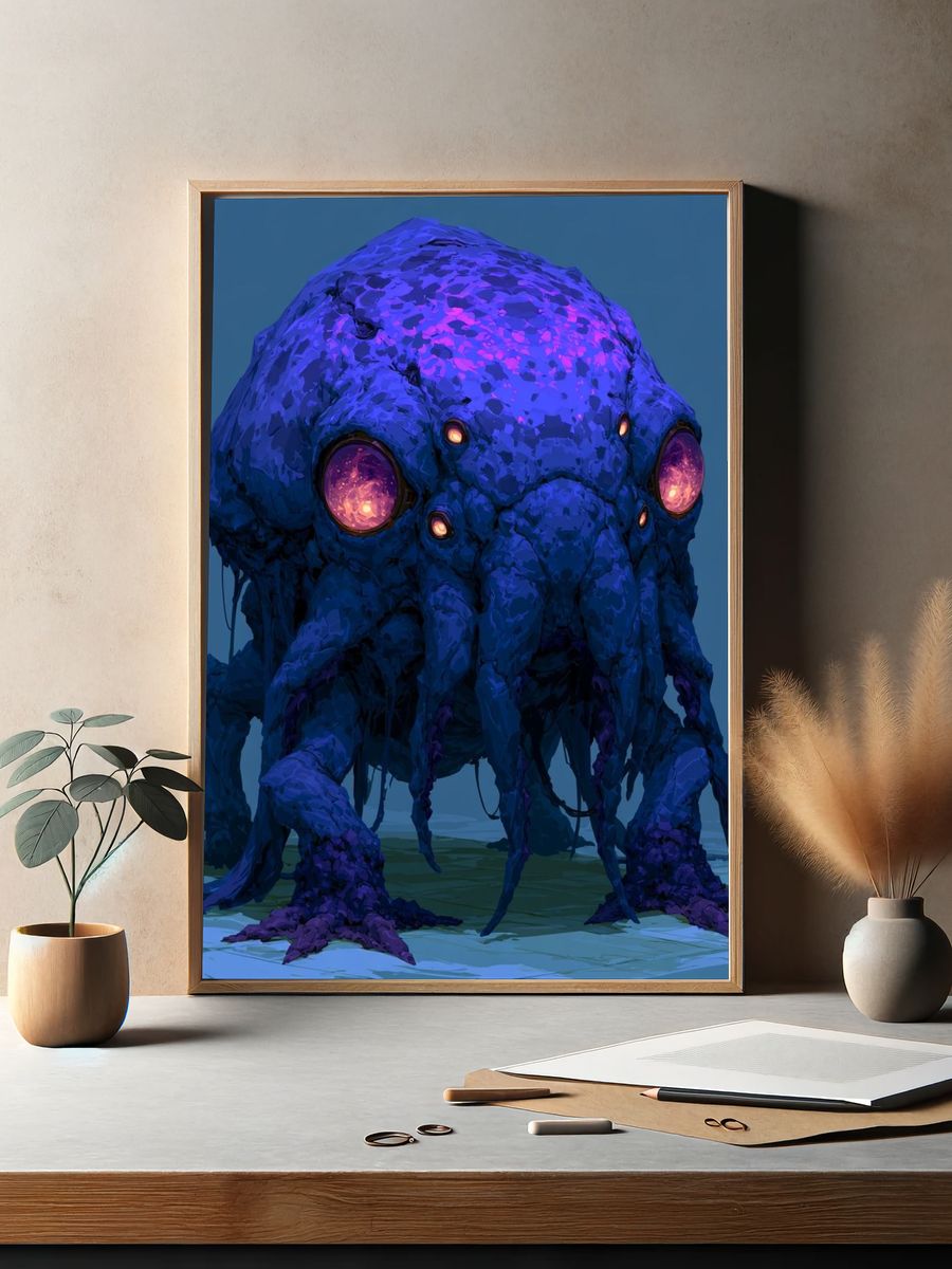 Alien Creature Digital Art Poster. — room view 2