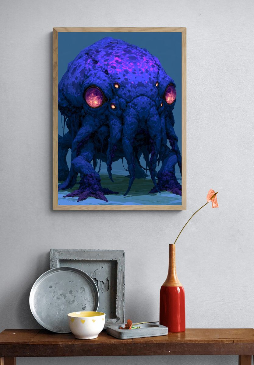 Alien Creature Digital Art Poster. — room view 3