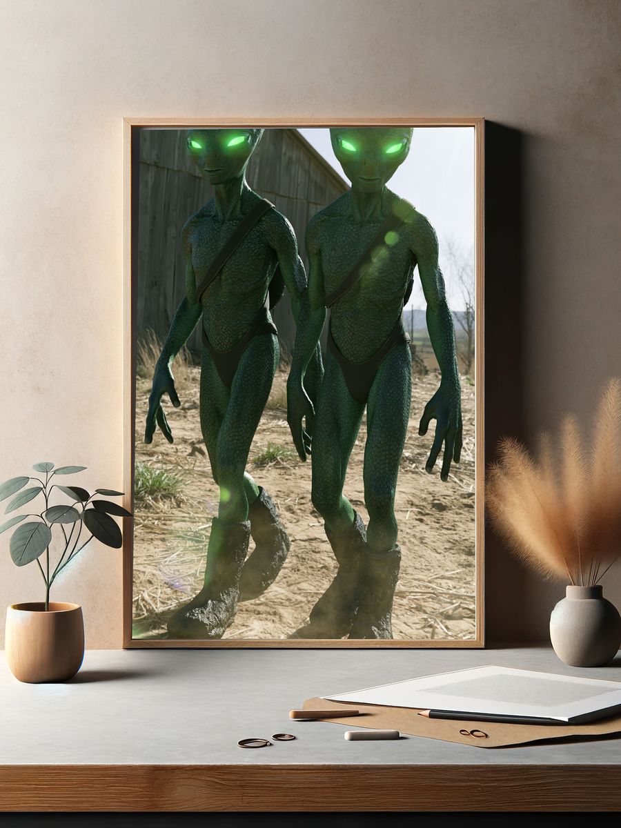 Alien Twins Sci-Fi Poster. — room view 2