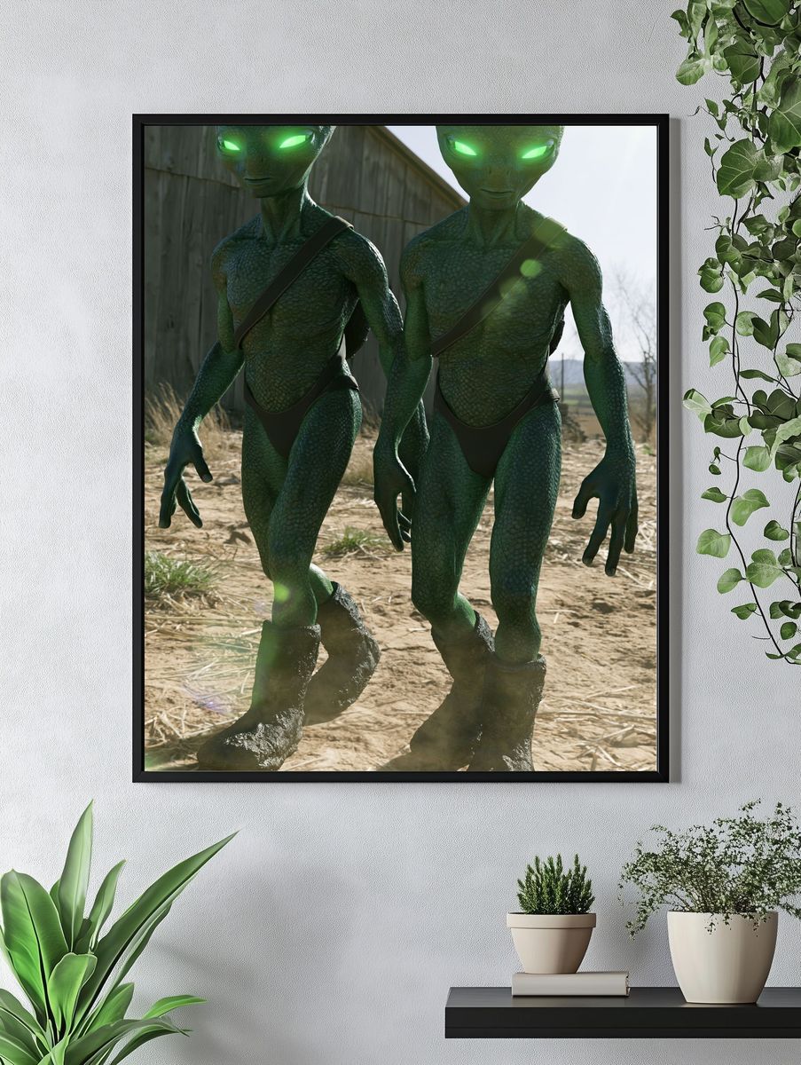Alien Twins Sci-Fi Poster. — room view 4