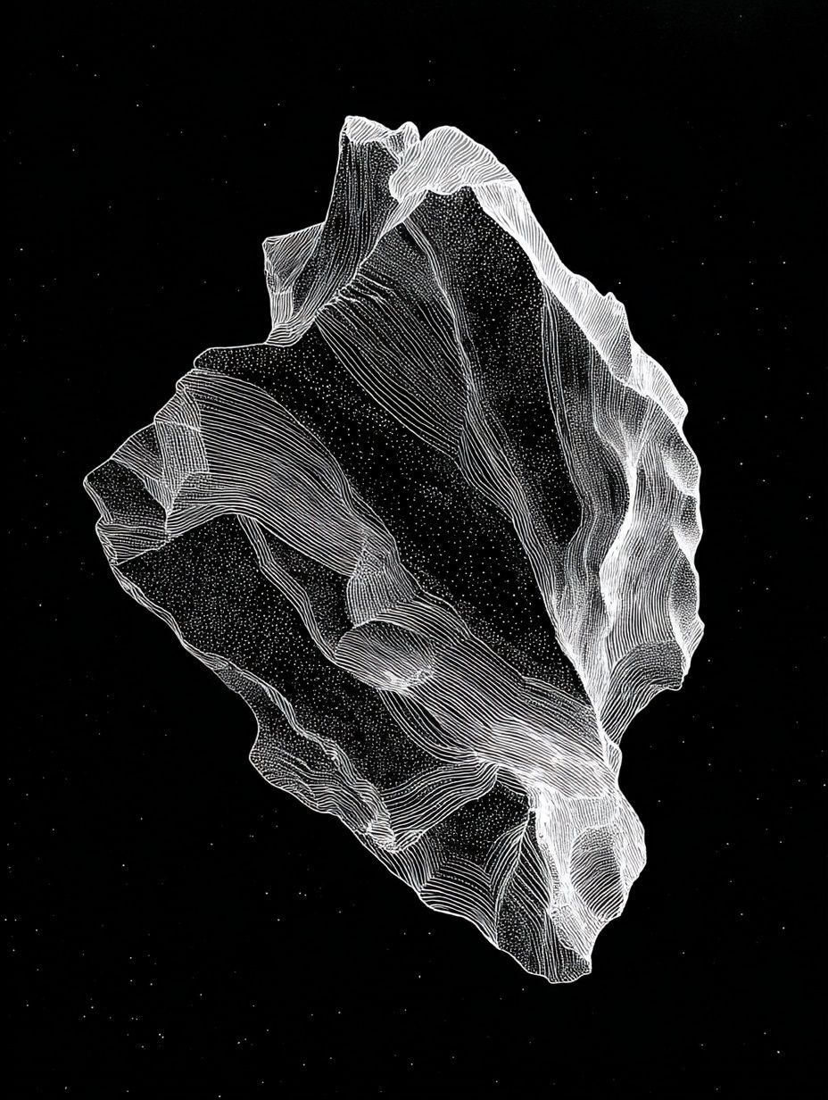Abstract Cosmic Rock — Line-Art Print. poster detail