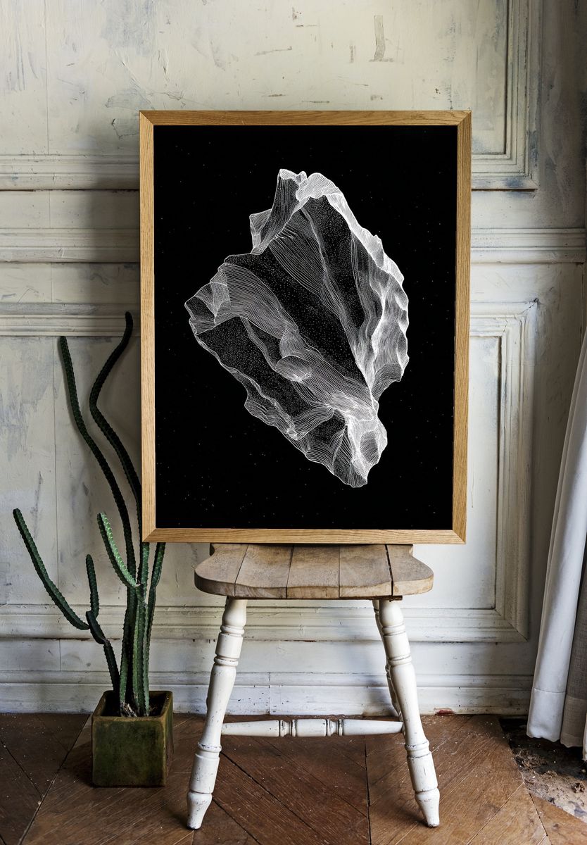 Abstract Cosmic Rock — Line-Art Print. — room view 1