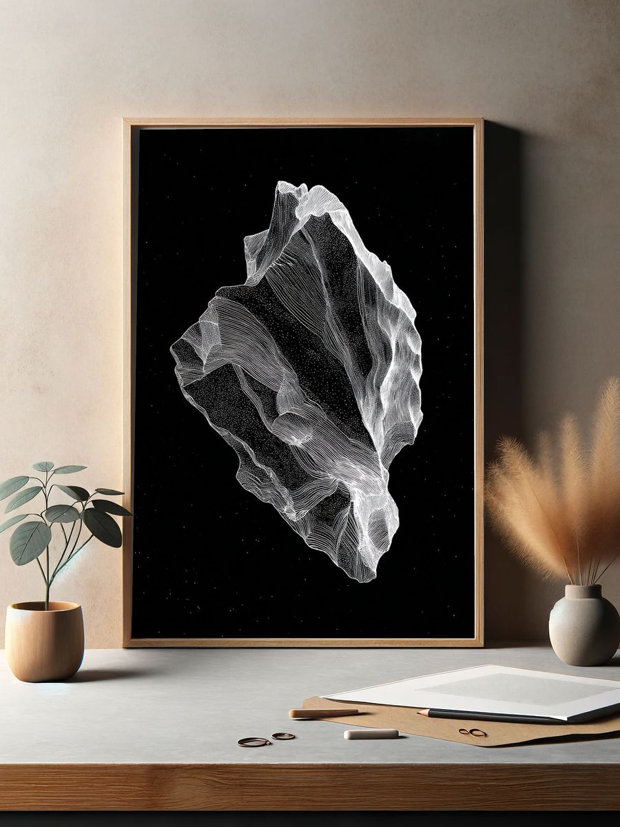 Abstract Cosmic Rock — Line-Art Print. — room view 2