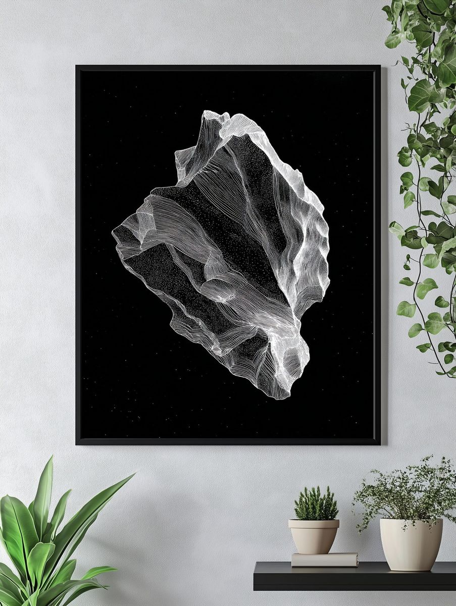 Abstract Cosmic Rock — Line-Art Print. — room view 4