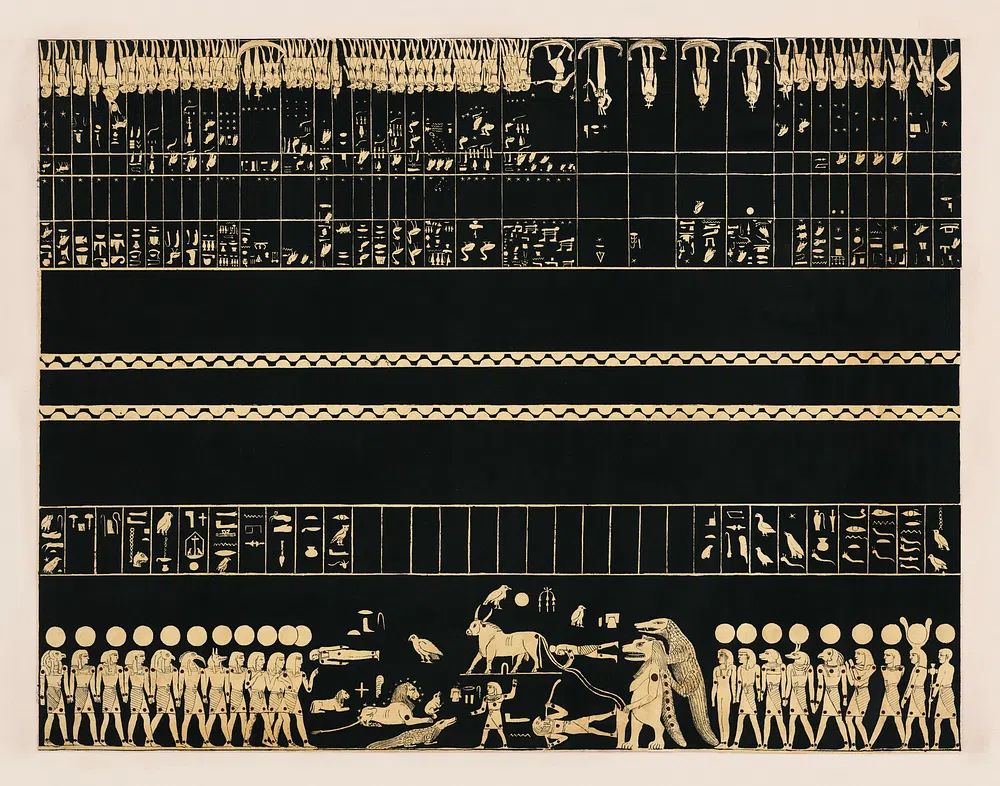 Zodiak tomb Psammis Thebes illustration. poster — fine-art art