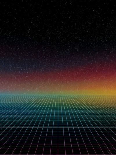 Neon Grid Horizon Poster. poster