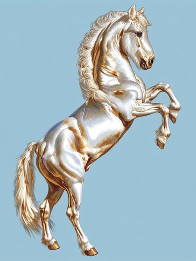 Rearing White Horse Illustration Poster. poster print