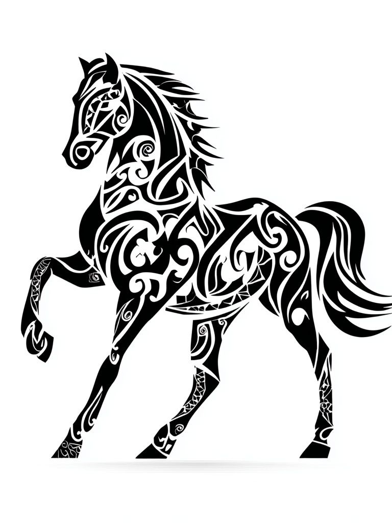 Tribal Horse Silhouette Print. poster detail