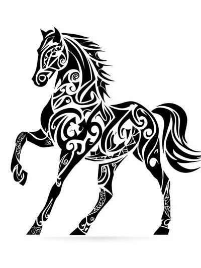 Tribal Horse Silhouette Print. poster