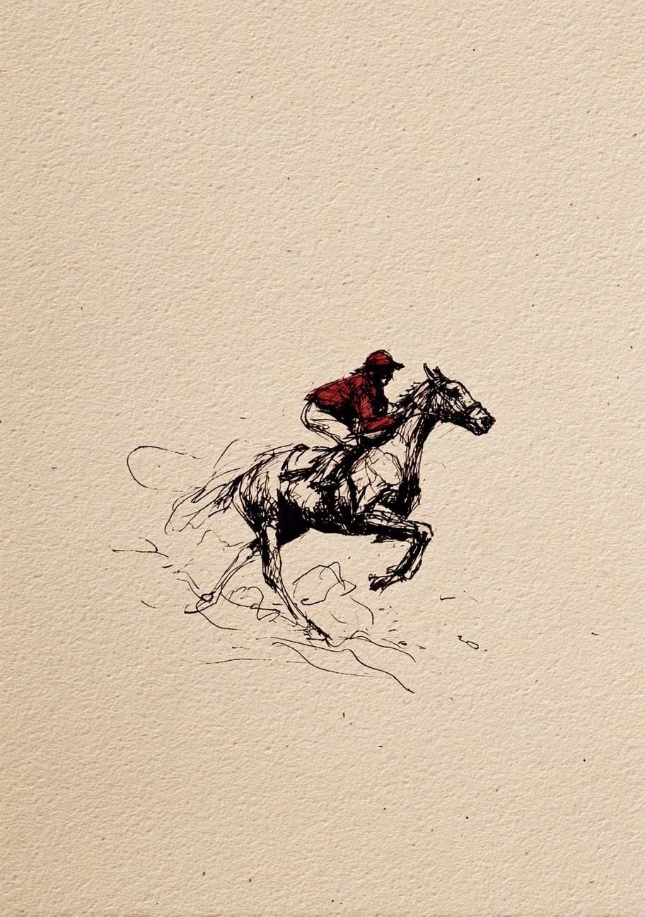 Horse Rider Sketch Print. poster — animals art